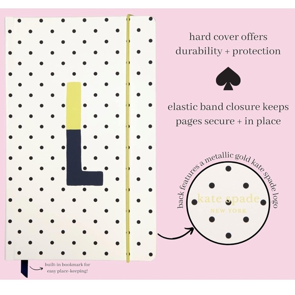Kate Spade Take Note Large Leatherette Initial “L (Yellow)” Notebook - Picture 3 of 8